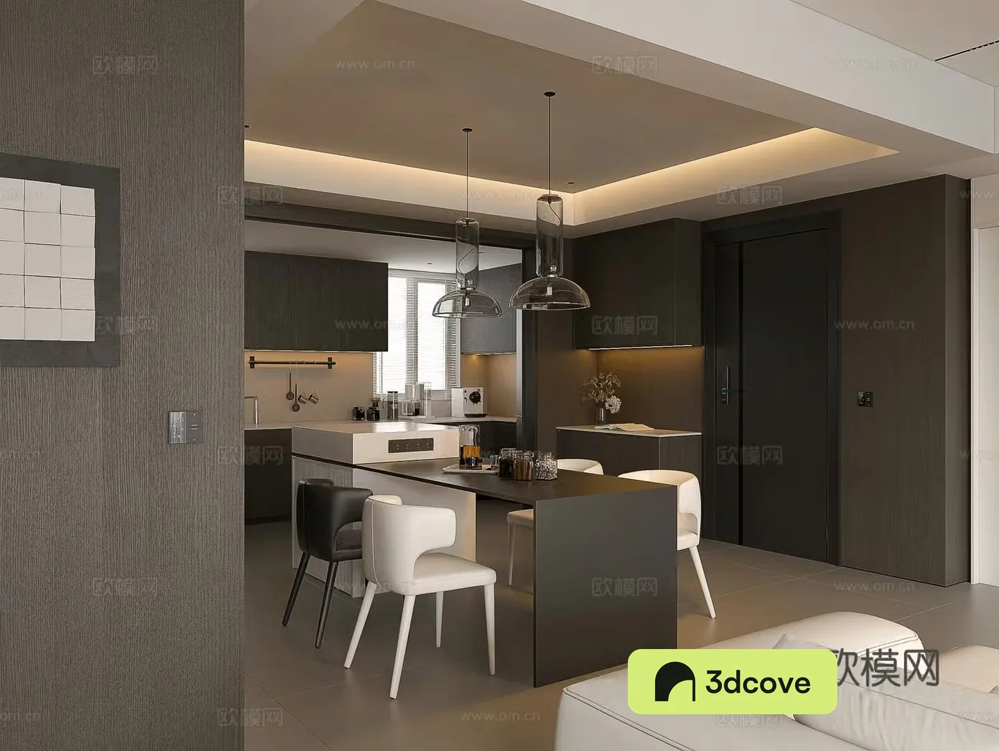 Italian restaurant Modern restaurant Minimalist restaurant Italian kitchen Italian dining table and chairs Chandelier Island