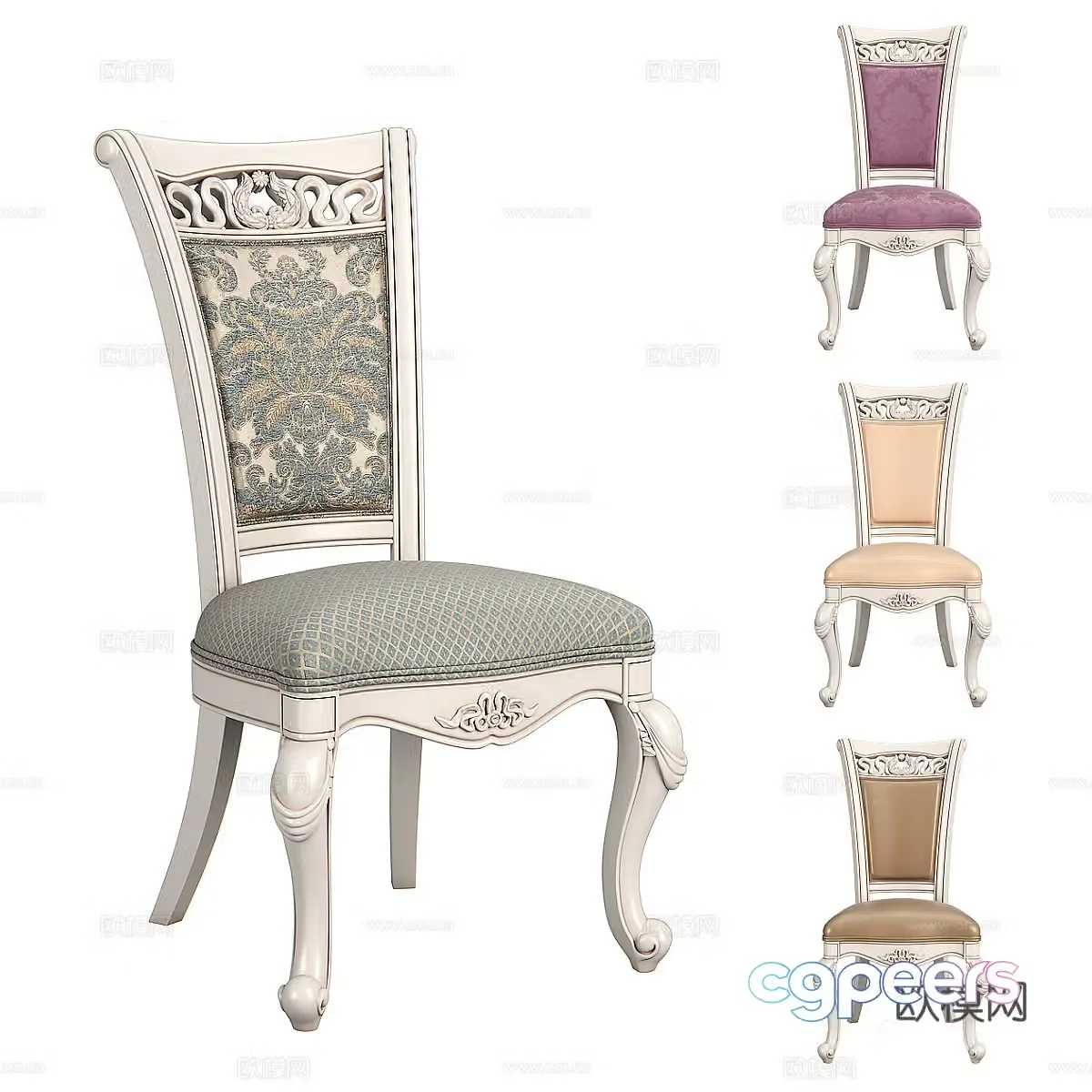 French European single chair 3D model