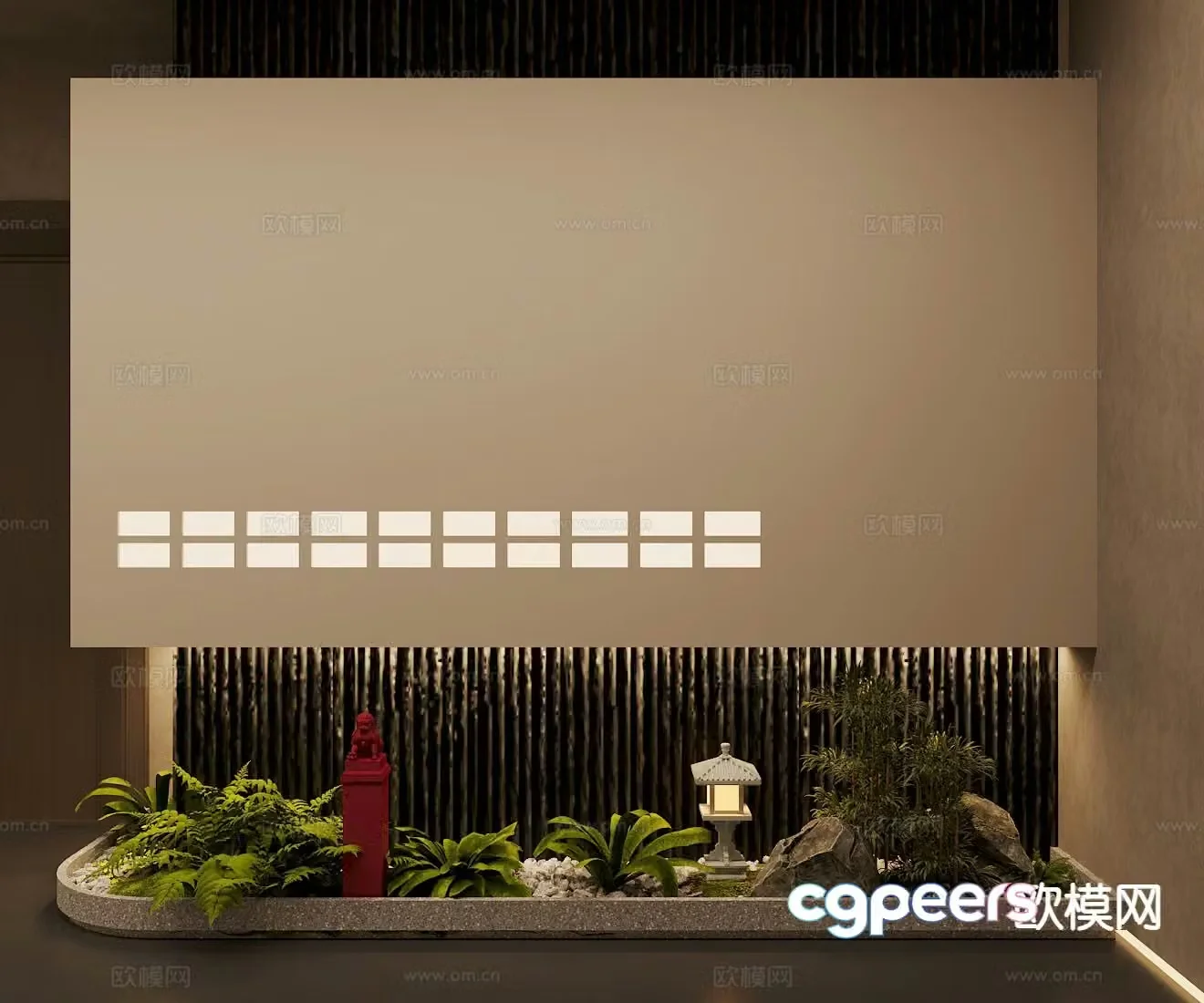 New Chinese style interior landscape landscape sketch 3d model