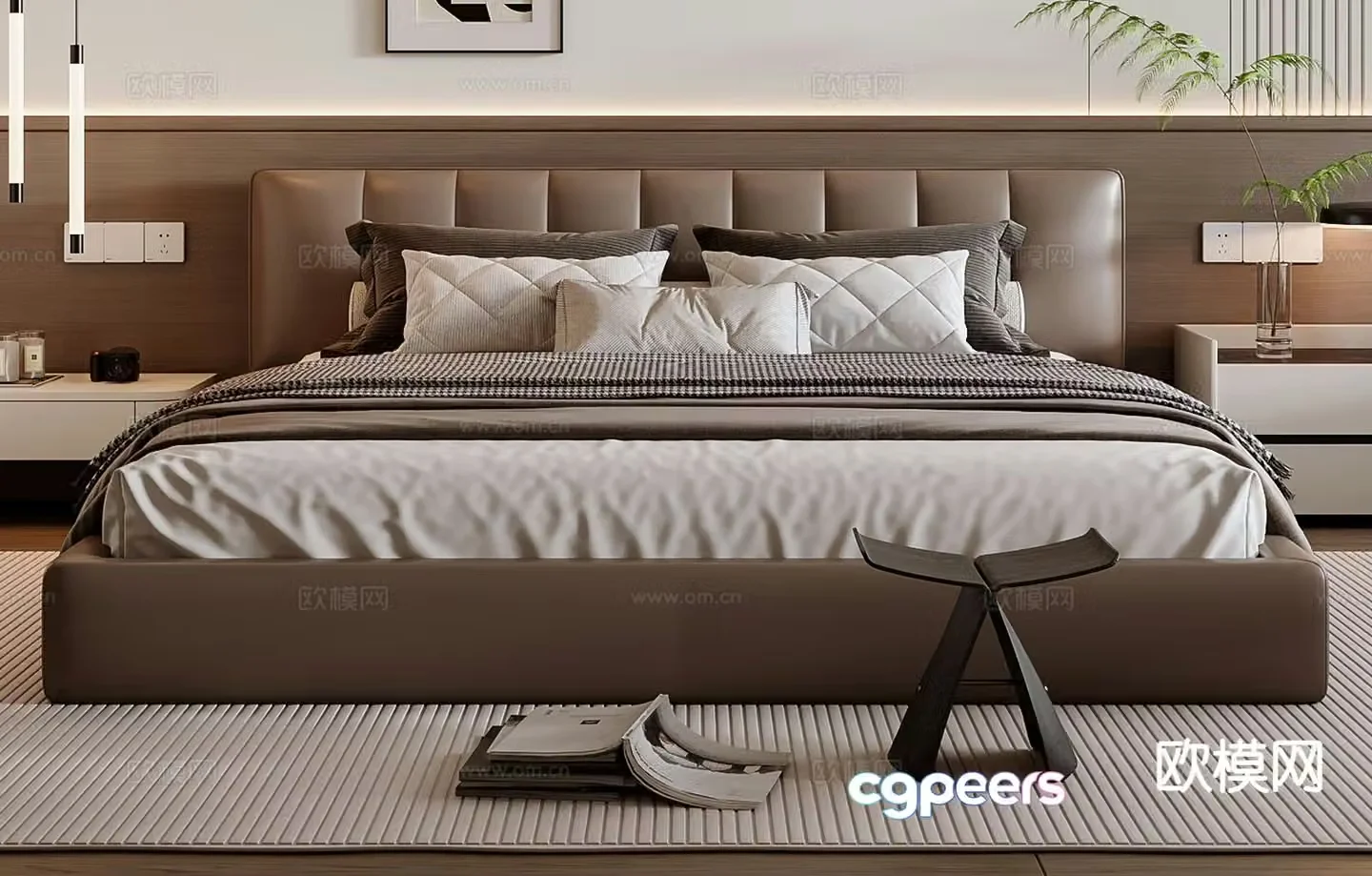 Italian double bed 3d model