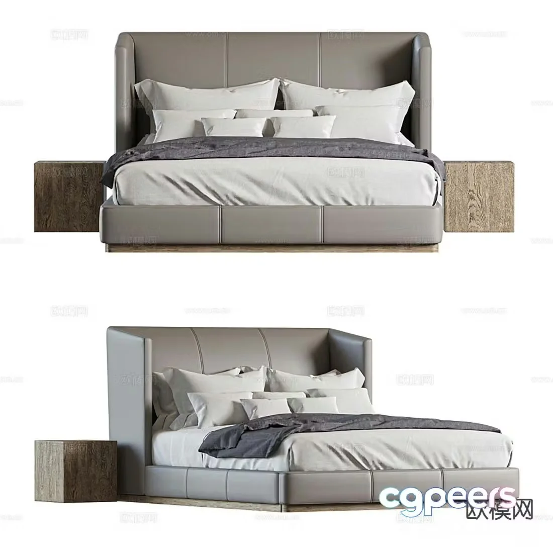 Italian double bed 3d model
