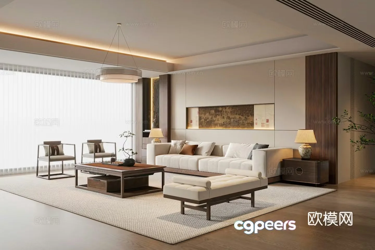 New Chinese Song style living room 3D model