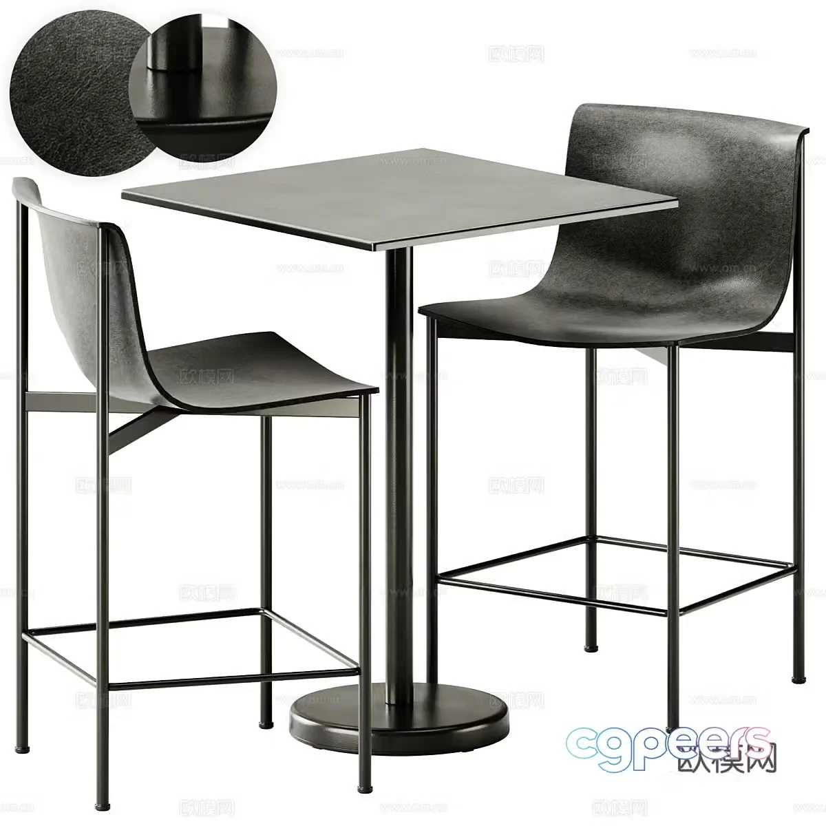 Modern Italian minimalist casual table and chair 3D model