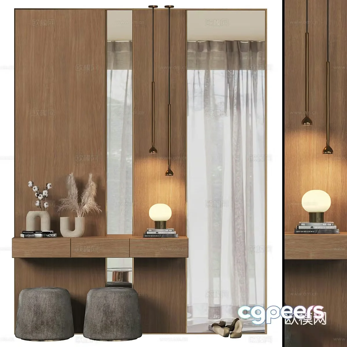 Modern Italian minimalist wardrobe dressing table 3D model