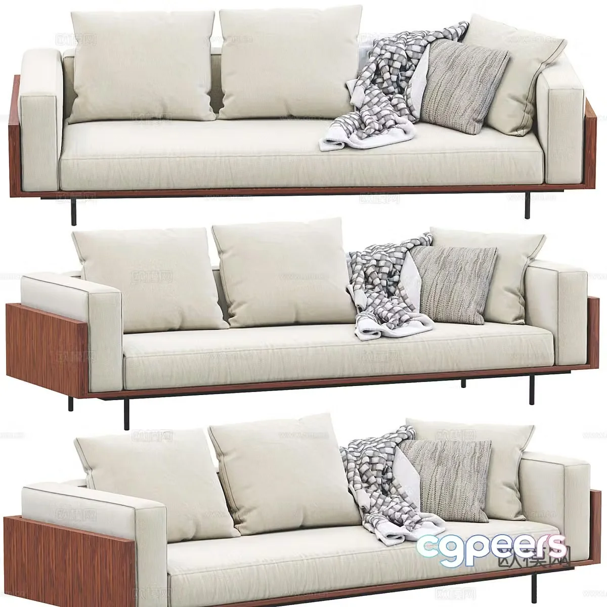 Italian light luxury three-person sofa Brasilia3d model