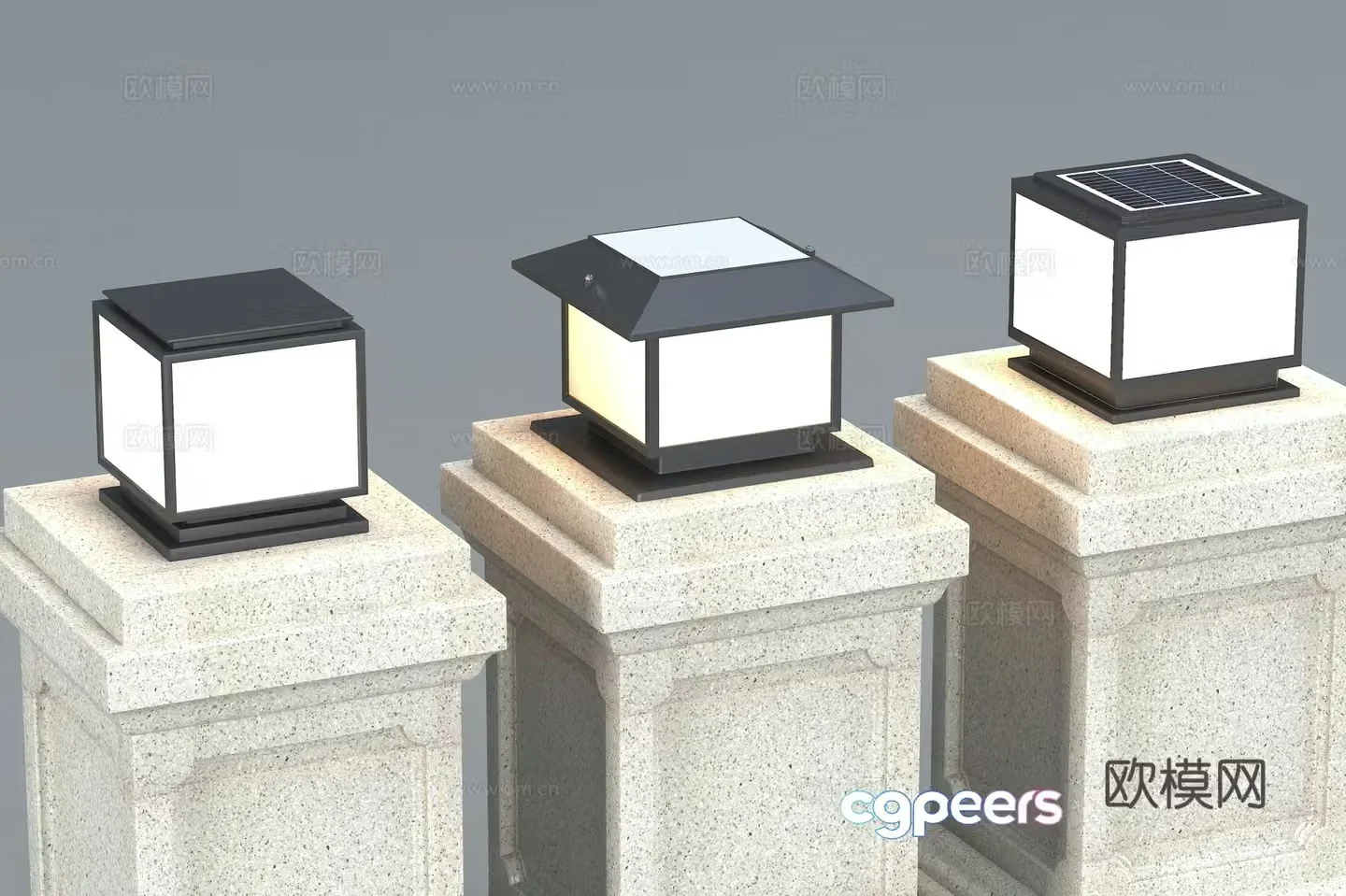 Modern lights outdoor lights solar lights landscape lights column lights lawn lights 3d model