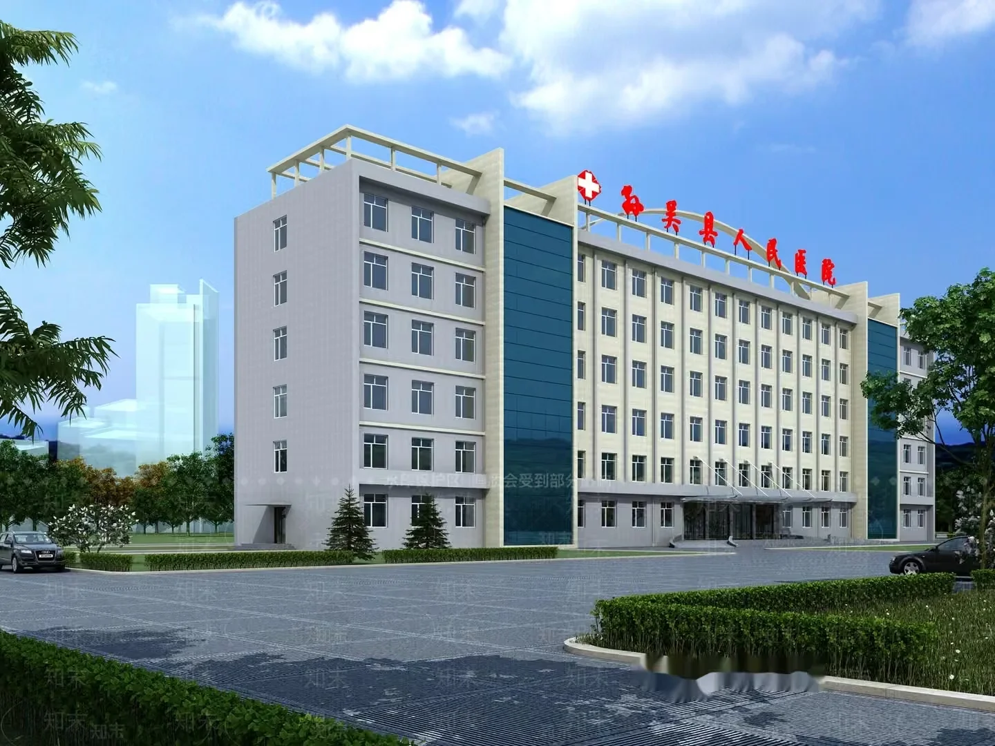 A Large Building With A Parking Lot 3D Model – 20732 – VRAY Render
