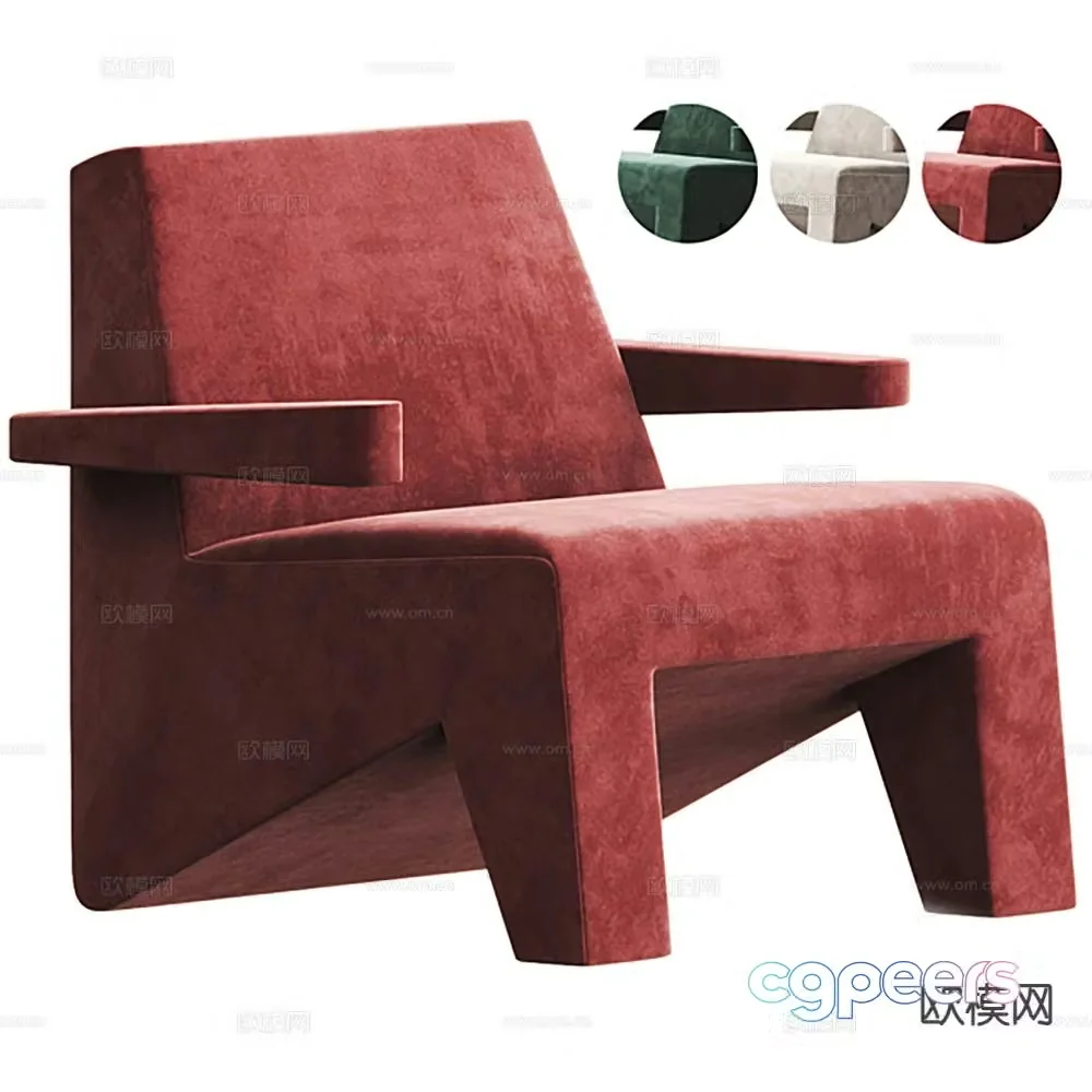 Red sofa single sofa 3d model