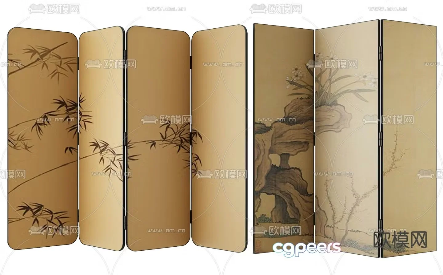 New Chinese-style screen partition 3D model