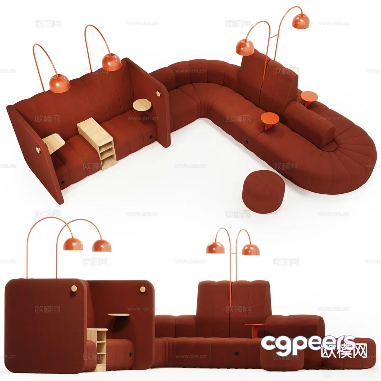 Lobby sofa public sofa booth sofa 3d model
