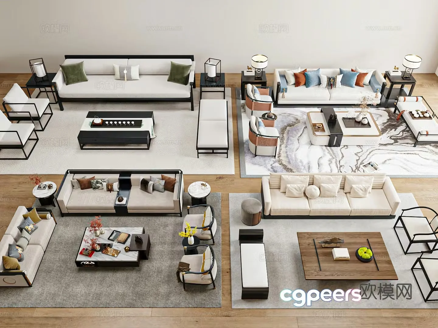New Chinese sofa coffee table combination 3D model