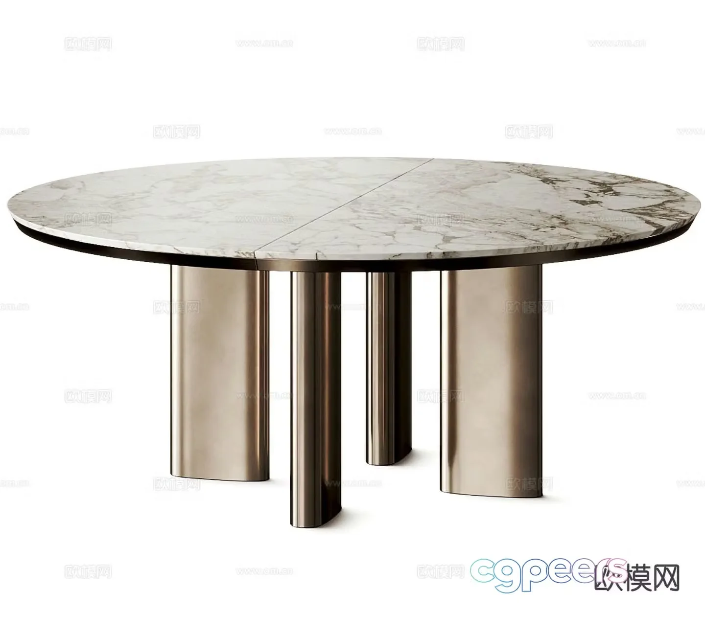 Poliform Adrien marble dining table round dining table 3d model