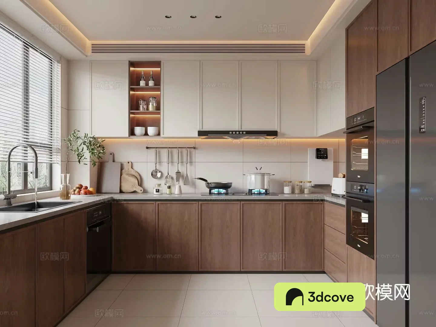Middle style kitchen cabinet 3d model