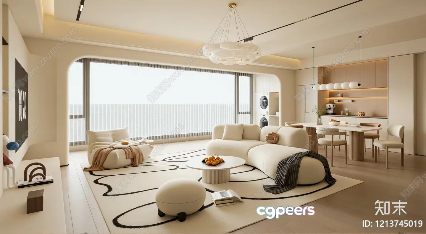 Modern Living Room 3D Model – 12090 – VRAY Render