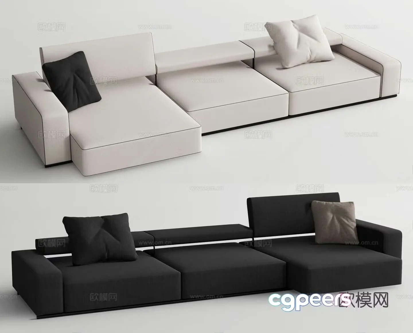 BBItalia modern three-person sofa multi-person sofa L-shaped sofa 3d model