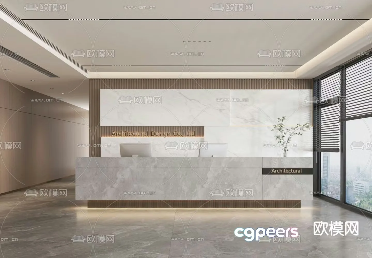 Company front desk reception 3d model