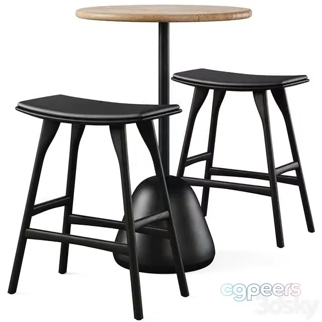 3ds Max Free – High bar table Saura and bar stool Osso