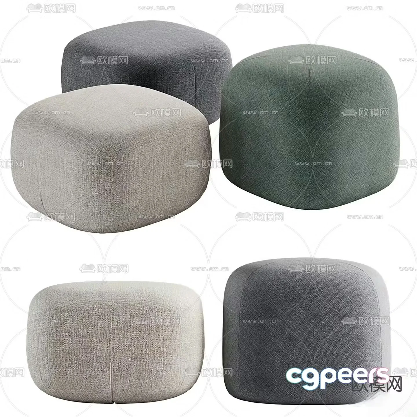 Ellipse stool sofa stool square stool footrest 3d model