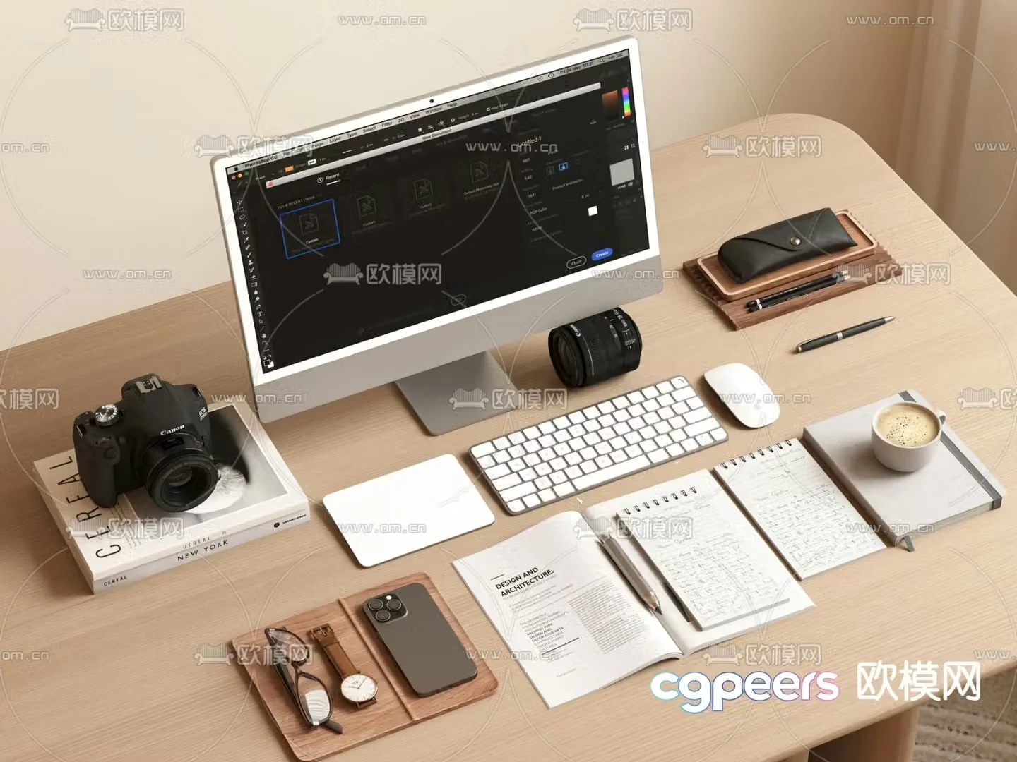 office supplies computer books keyboard 3d model
