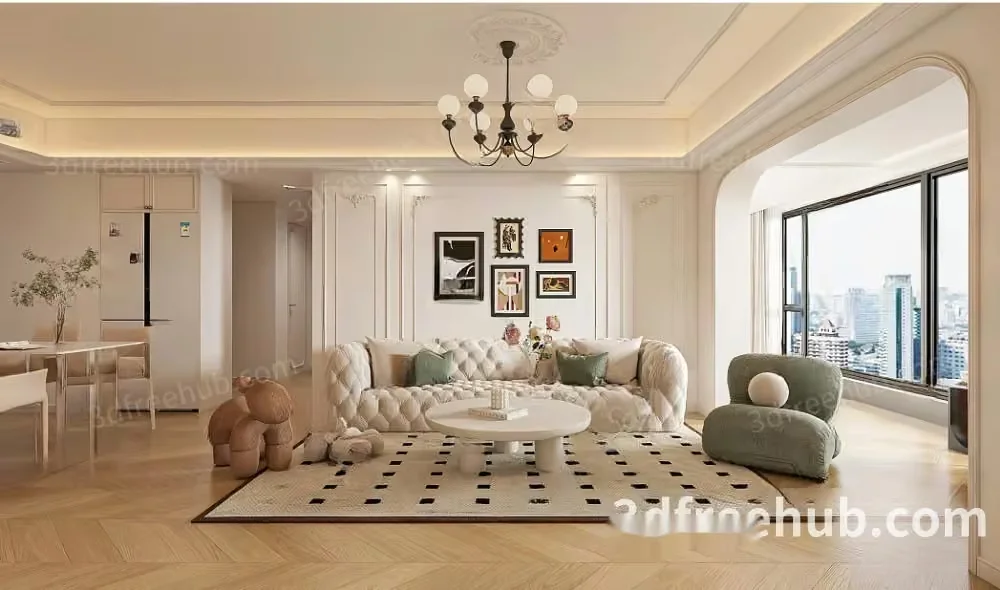 Modern Living Room 3D Model – 22608 – VRAY Render