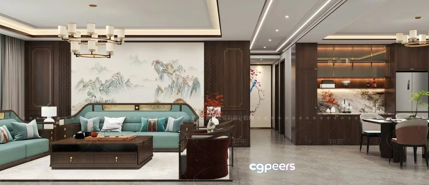 Modern Living Room 3D Model – 9098 – VRAY Render