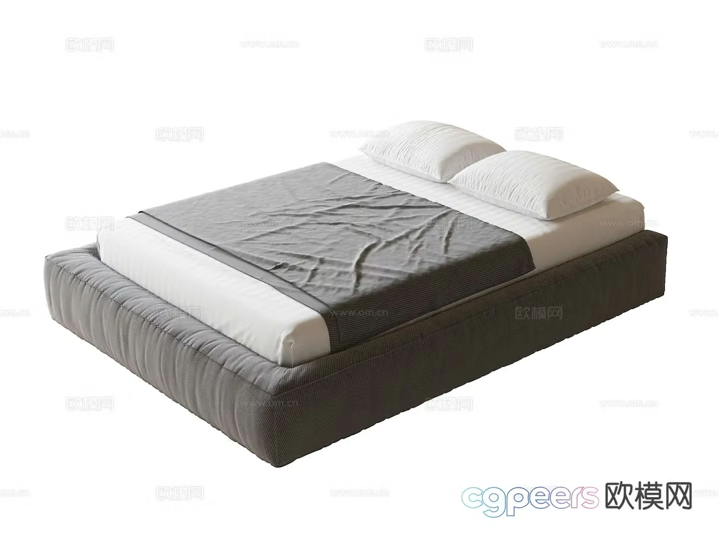 Modern tatami bed double bed 3d model