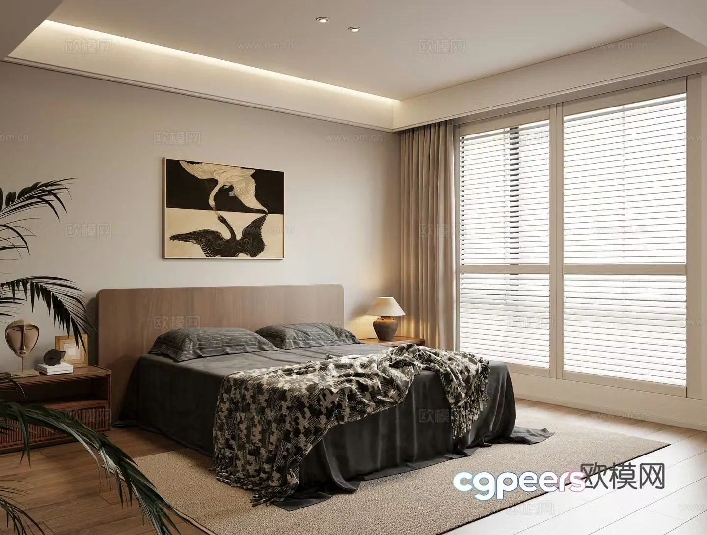 Modern medieval bedroom 3d model