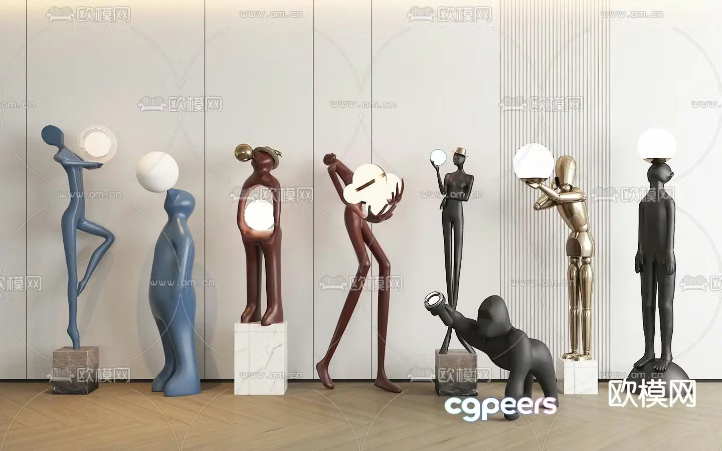 Humanoid sculpture Floor lamp 3d model