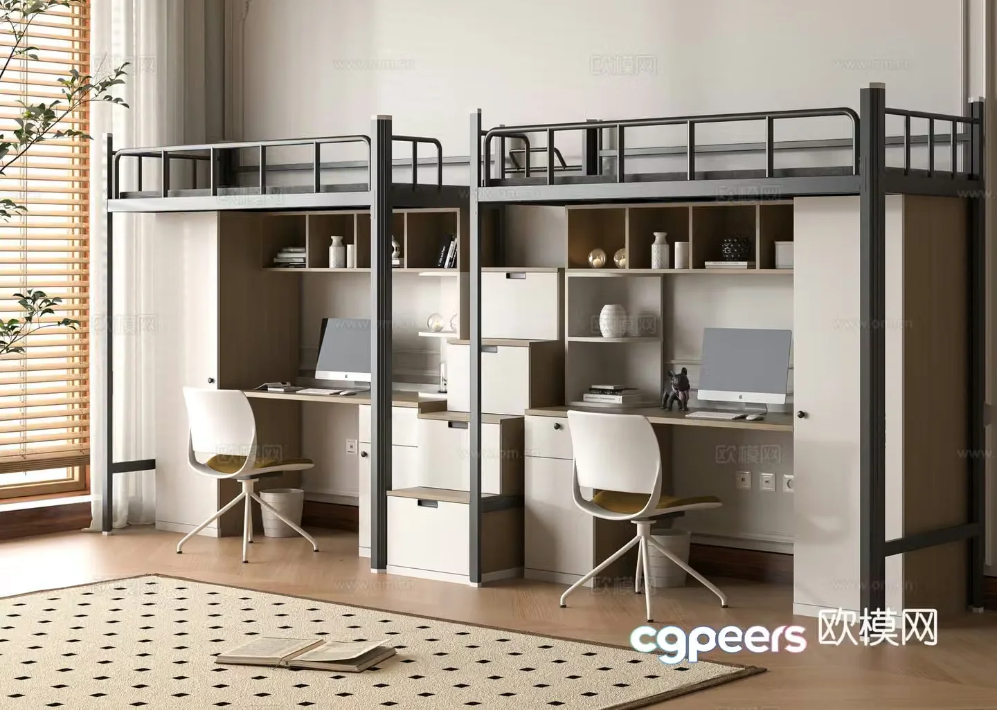 Modern dormitory bed 3d model