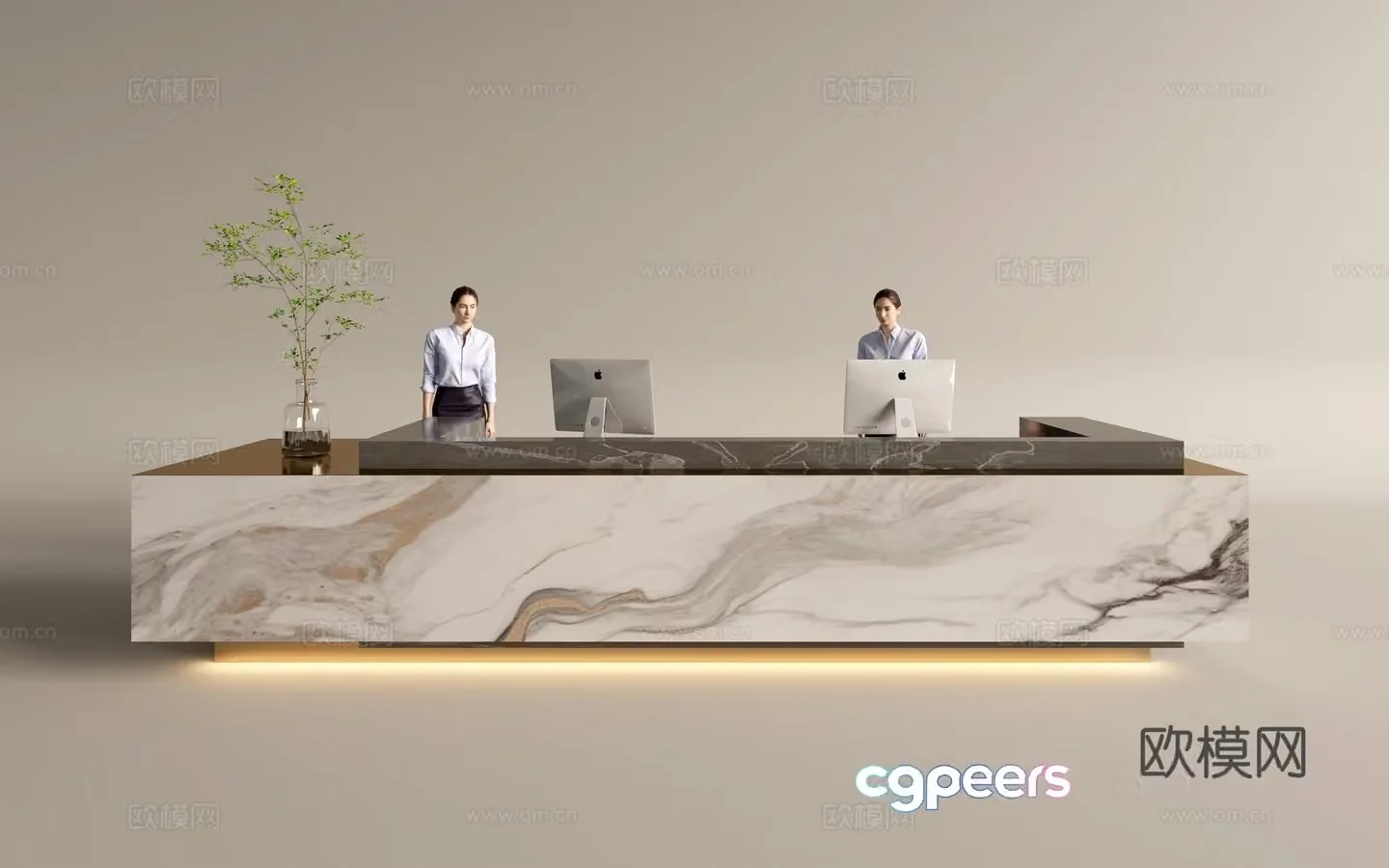 Modern company front desk reception area bar reception desk service desk 3d model