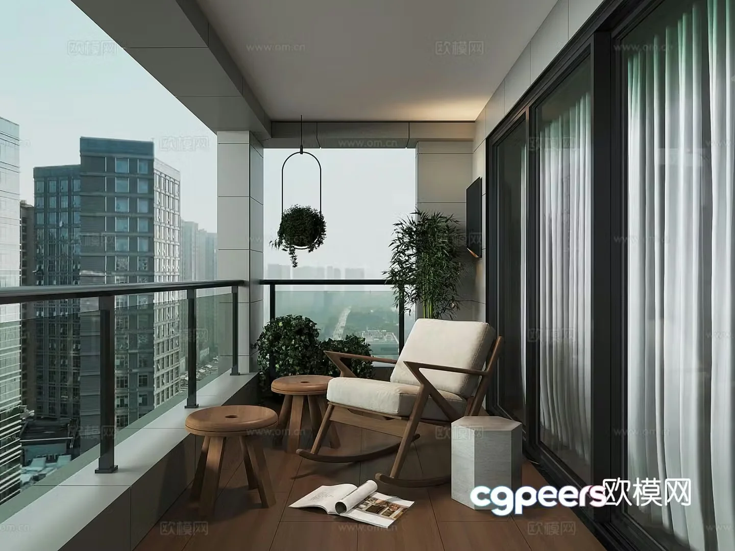 Leisure balcony living balcony 3d model