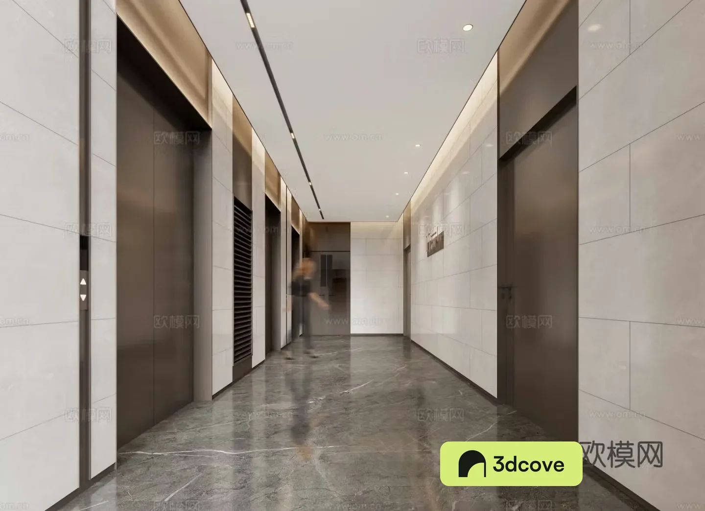 Modern elevator hall corridor