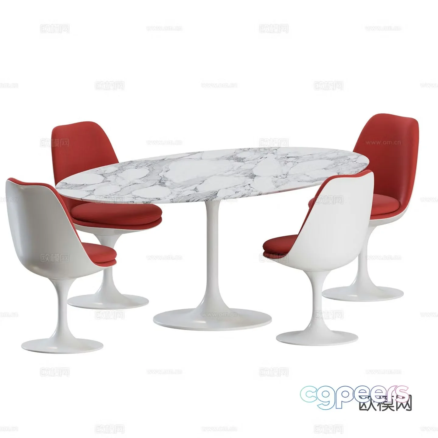 Modern dining table and chairs round dining table 3d model