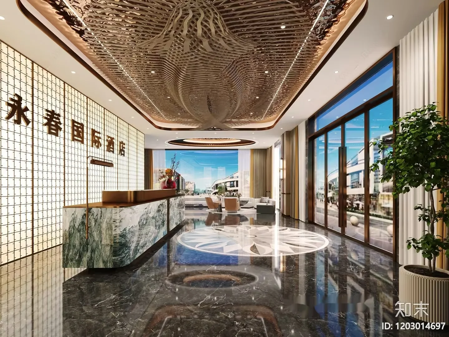 Modern Hotel Lobby 3D Model – 22303 – CORONA Render