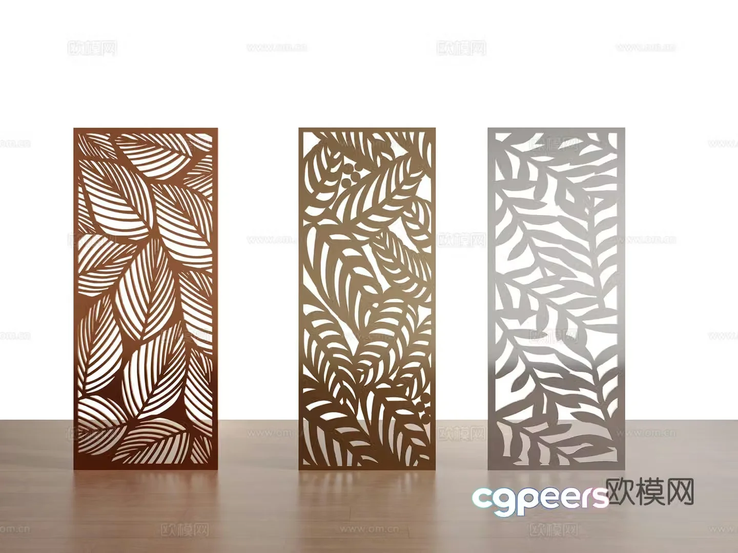 Modern metal leaf hollow lattice partition screen 3d model