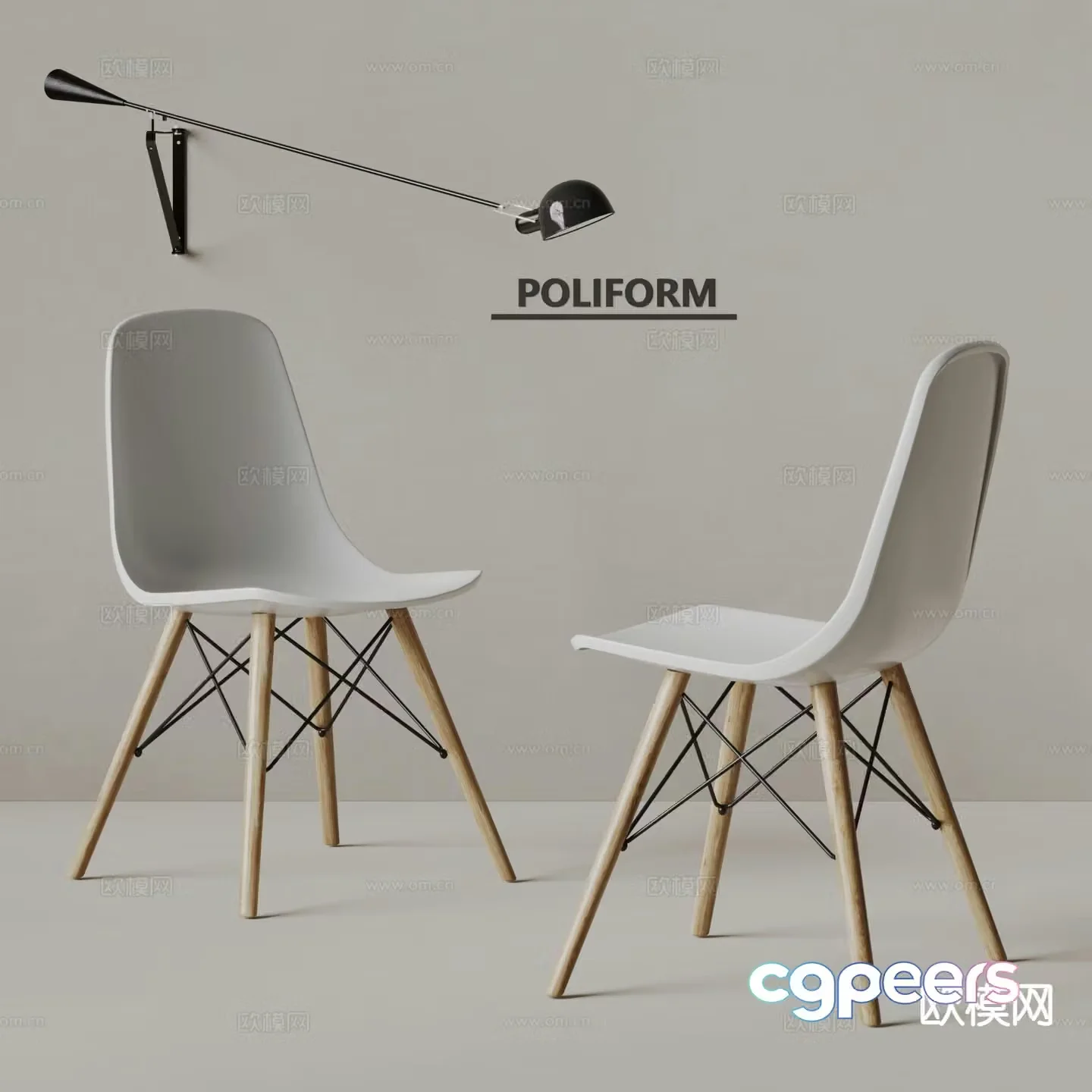 poliform modern chair dining chair 3d model
