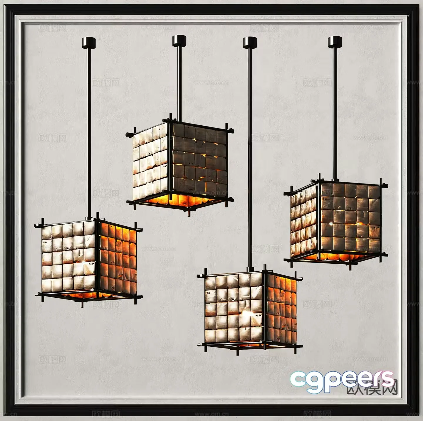 Wabi-sabi chandelier art chandelier square chandelier 3d model