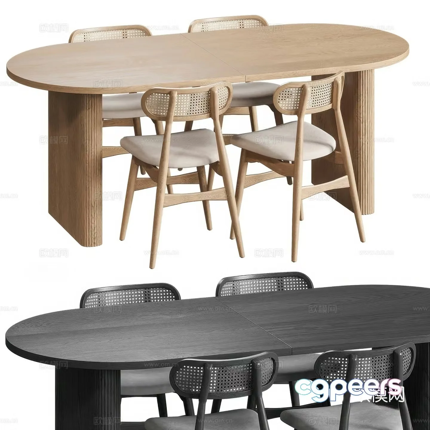 New Chinese dining table and chairs 3d model