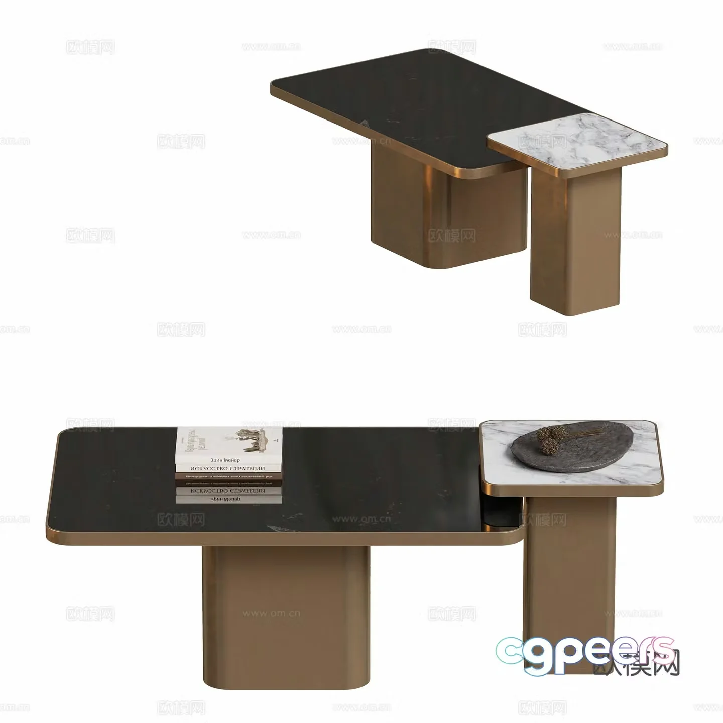 Modern double coffee table 3d model