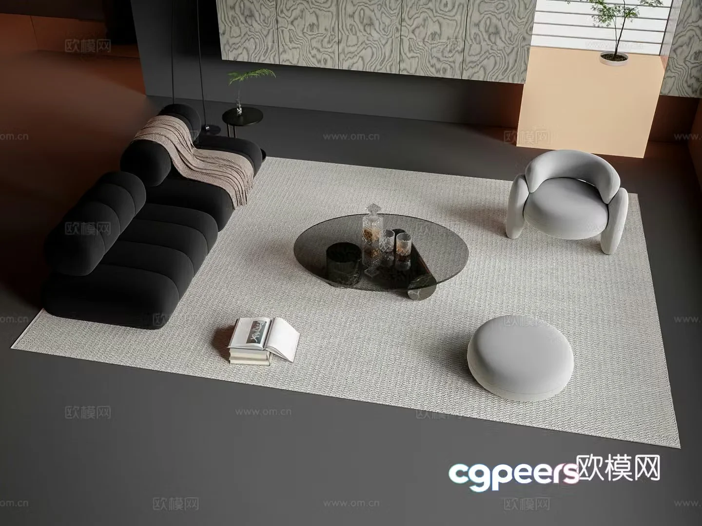 Modern sofa coffee table combination 3D model