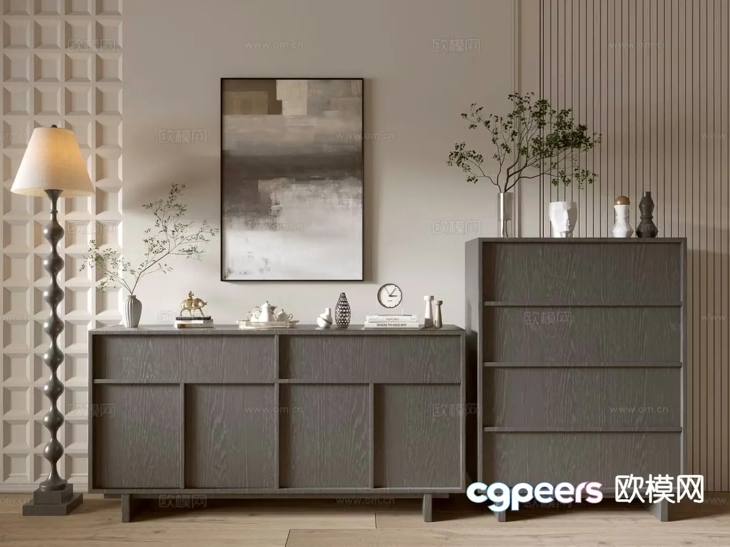 Modern Drawer Cabinet Entry Cabinet 3D Model