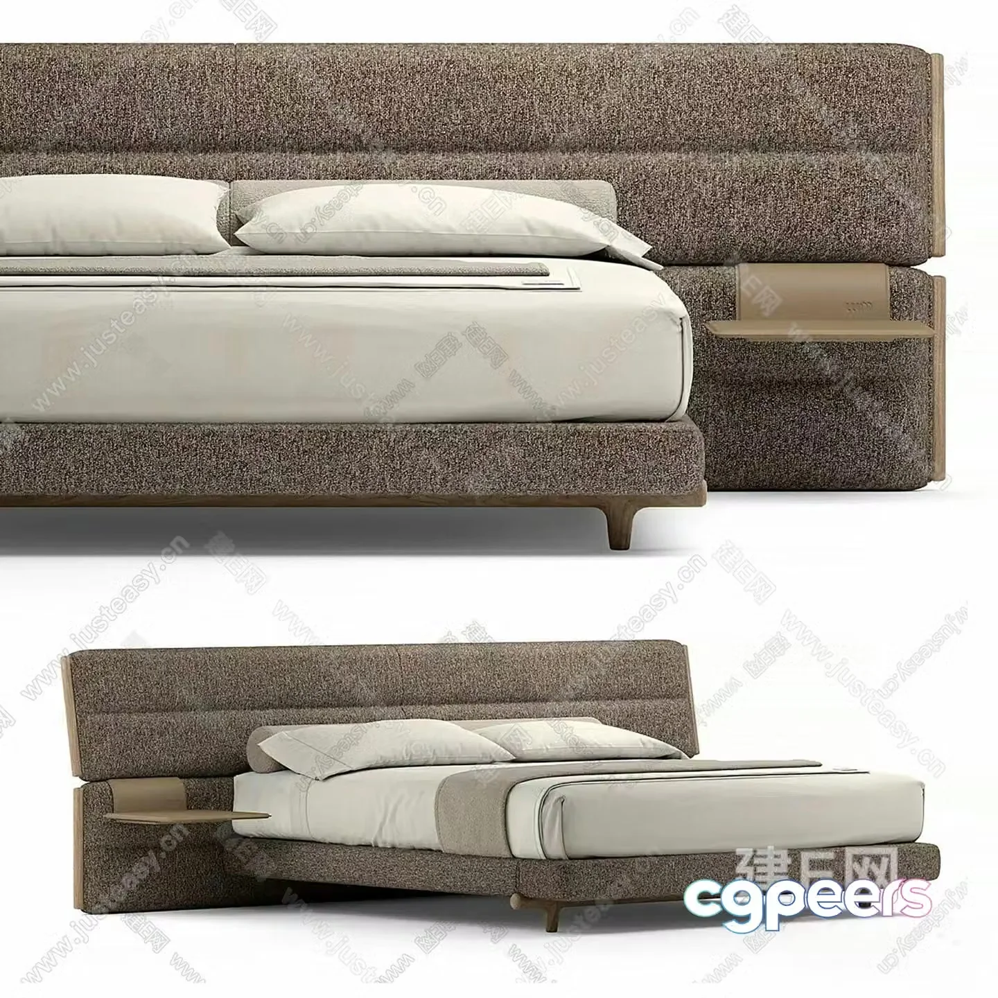 Modern Brown Bed 3D Model – 9441 – VRAY Render
