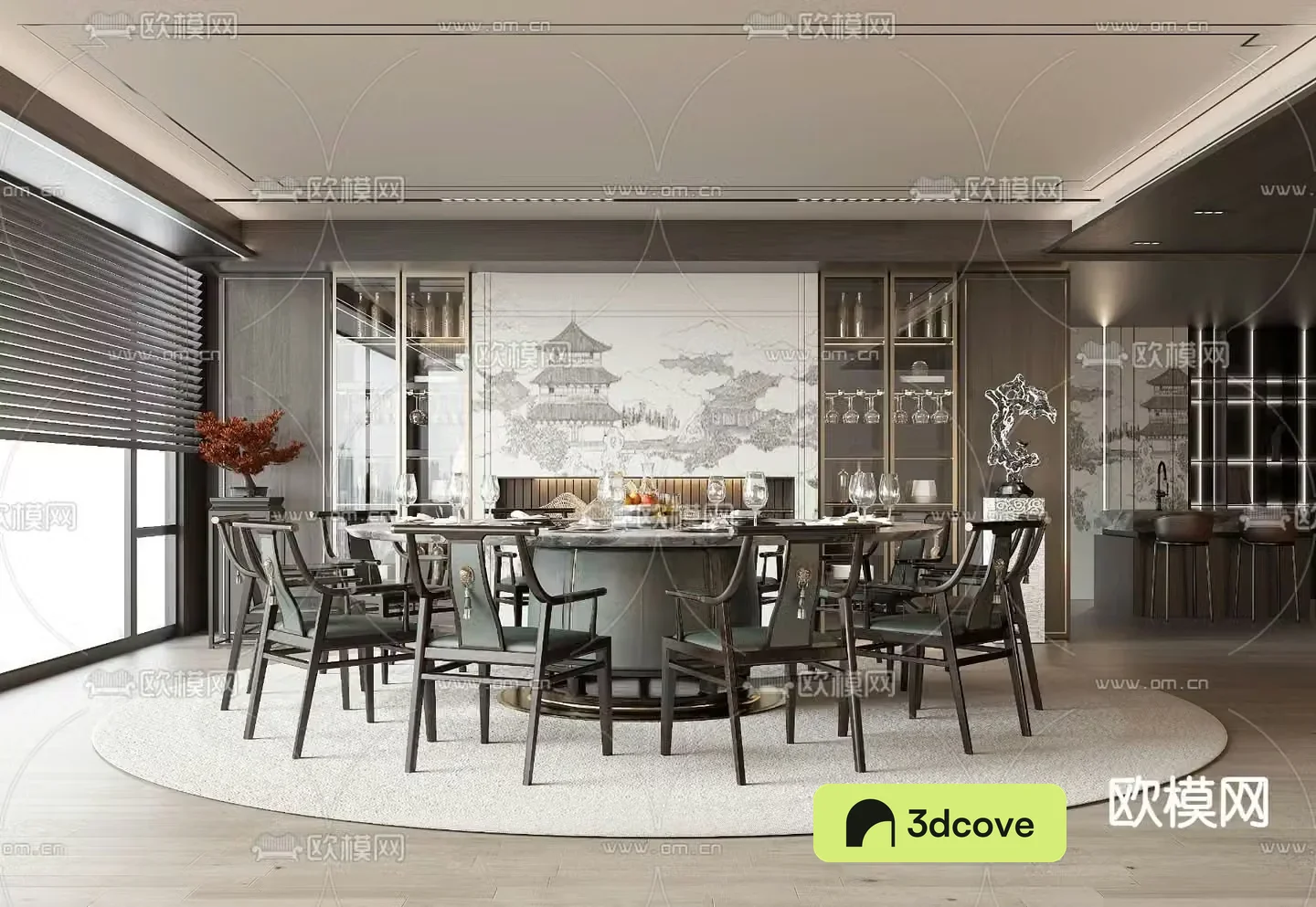 Chinese restaurant private room 3D model of restaurant private room