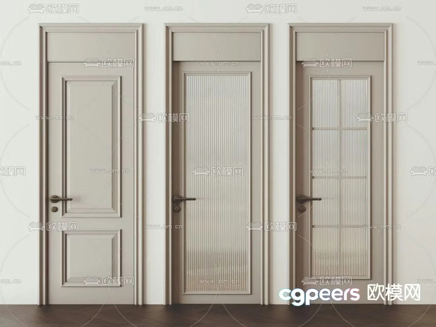 Simple European room door swing door open ceiling door 3D model