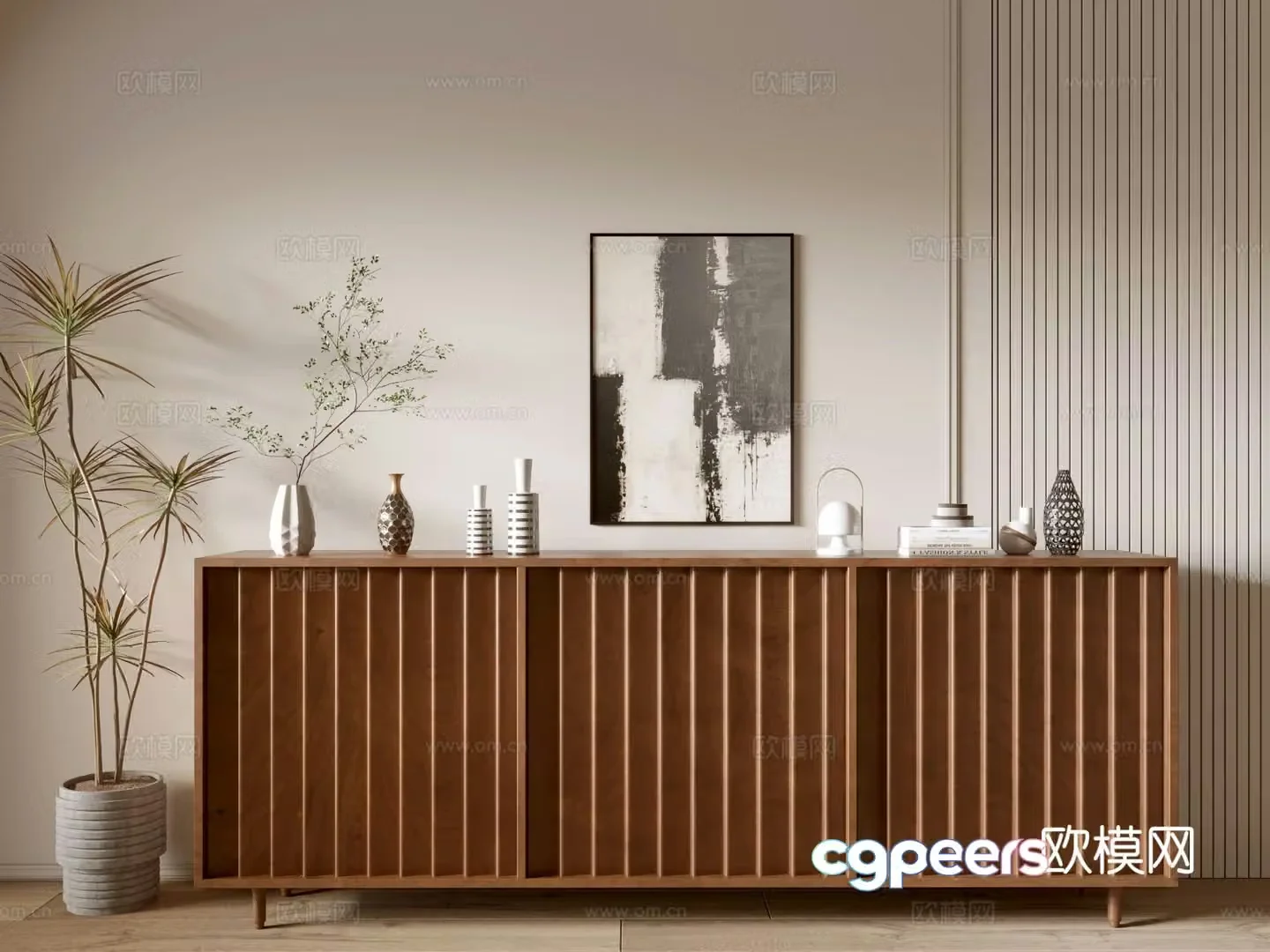 Wabi-sabi entrance cabinet 3d model