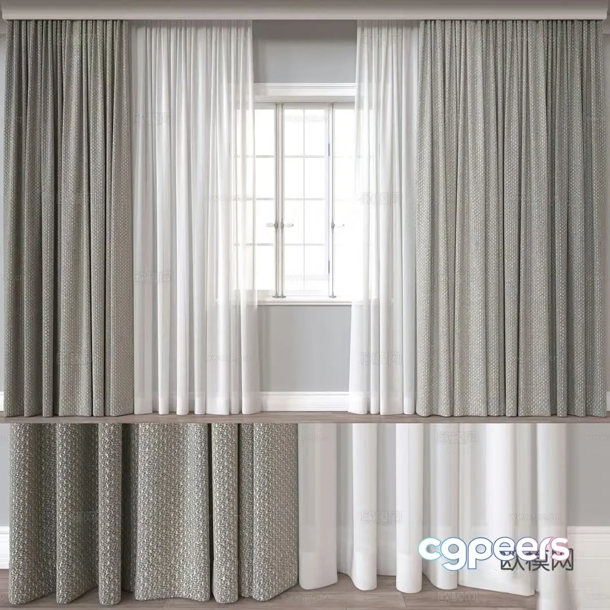 New Chinese style fabric curtain 3D model