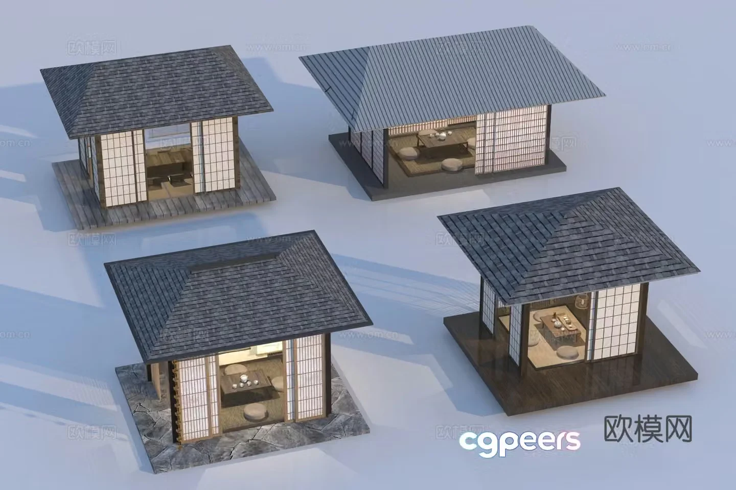 Japanese landscape pavilion Zen pavilion 3d model