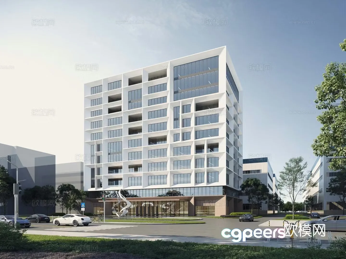 Modern office building 3D model