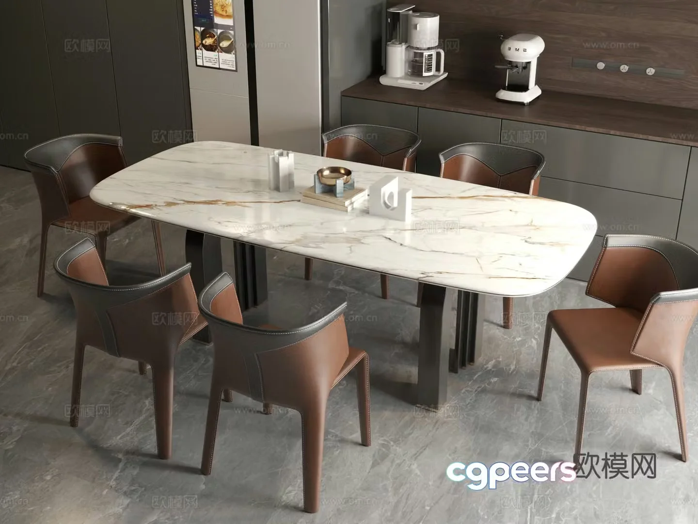 Modern dining table Italian dining table Modern Italian restaurant Dining table Dining table Dining chair 3d model