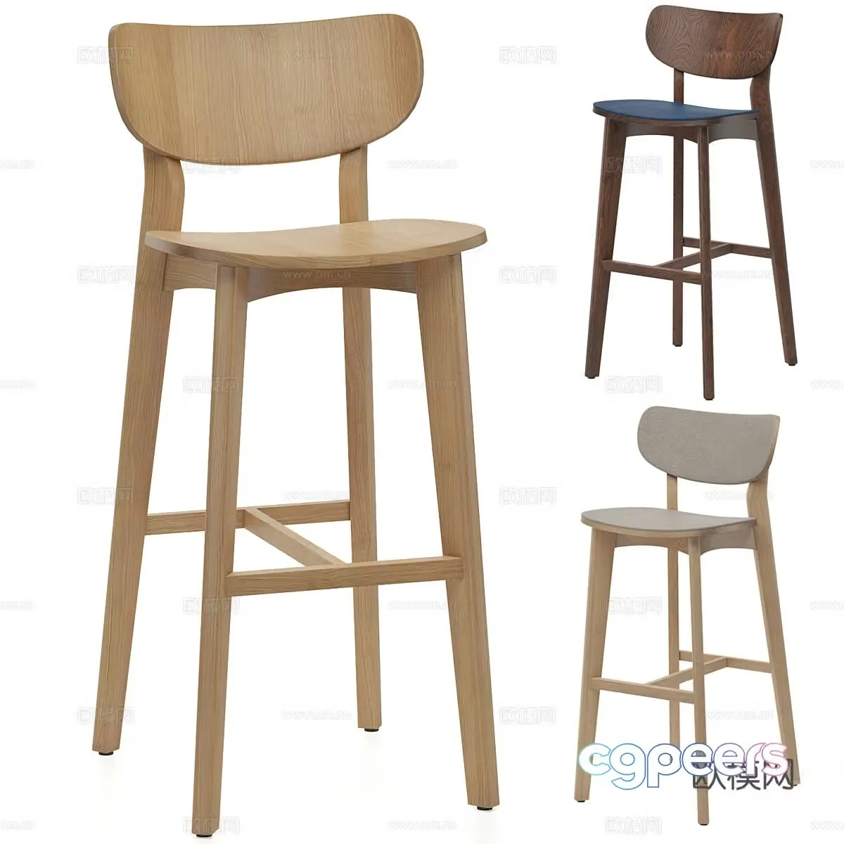 New Chinese Ginger Bar Stool 3D Model